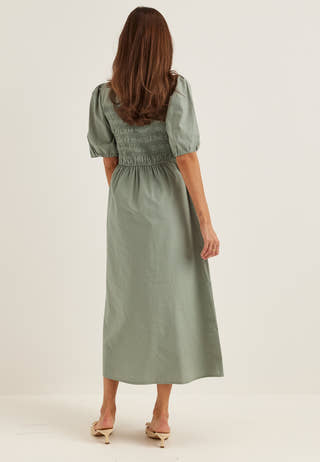 Smock Short Sleeve Cotton Dress