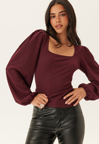 Square Neck Balloon Sleeve Top
