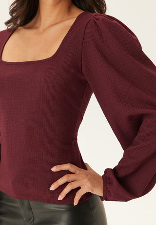 Square Neck Balloon Sleeve Top
