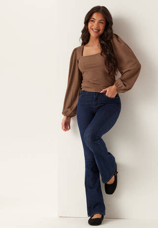 Square Neck Balloon Sleeve Top