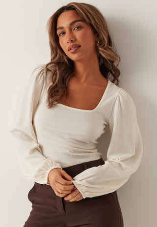 Square Neck Balloon Sleeve Top