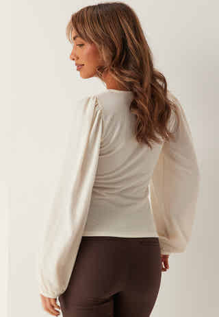 Square Neck Balloon Sleeve Top