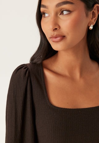 Square Neck Balloon Sleeve Top