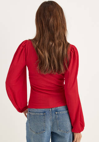 Square Neck Balloon Sleeve Top