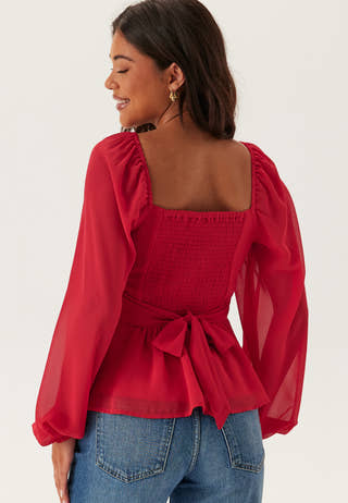 Square Neck L/S Georgette Blouse