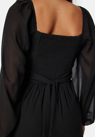 Square Neck L/S Midi Georgette Dress