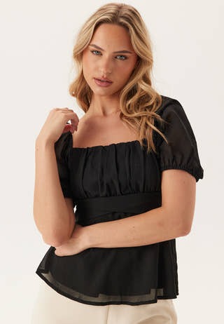 Square Neck S/S Georgette Blouse