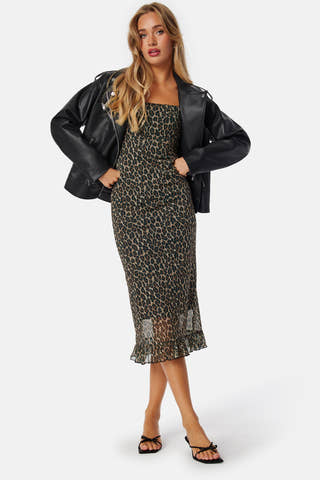 Strap Mesh Frill Dress