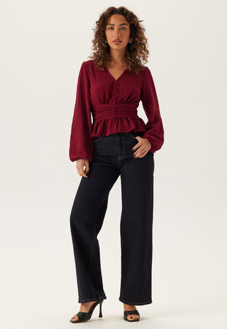 V-neck Button Blouse