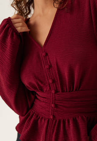 V-neck Button Blouse
