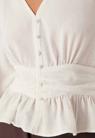 V-neck Button Blouse