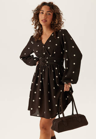 V-neck Button Short Dress