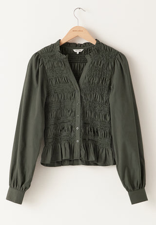 V-neck Cotton Smock Blouse