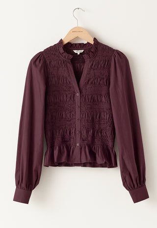 V-neck Cotton Smock Blouse