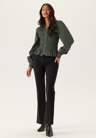 V-neck Cotton Smock Blouse