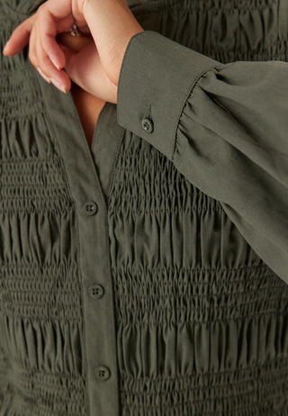 V-neck Cotton Smock Blouse