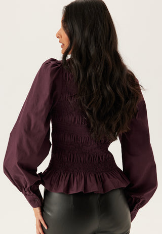 V-neck Cotton Smock Blouse