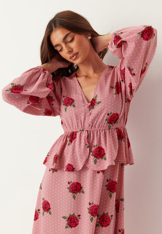 V-neck Flounce Maxi Dress