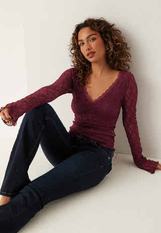 V-Neck Lace Top