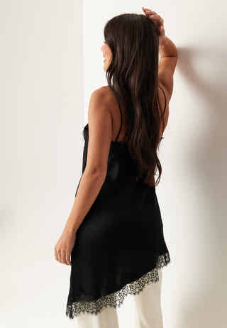 Viscose Satin Lace Mini Dress