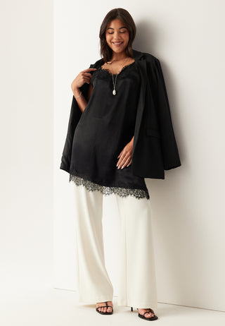 Viscose Satin Lace Mini Dress