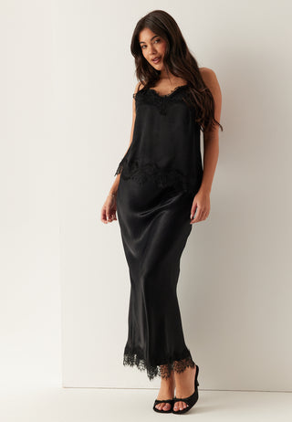 Viscose Satin Lace Skirt