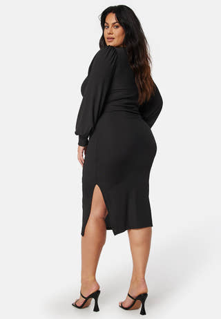 Balloon Sleeve Rib Dress