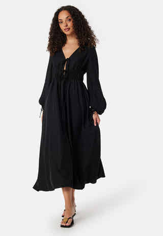 V-neck Strap L/S Dress