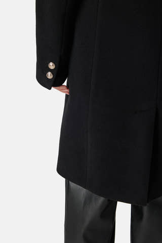 Fur Collar Wool Blend Coat