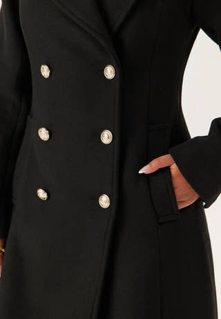 Shaped Wool Blend Coat