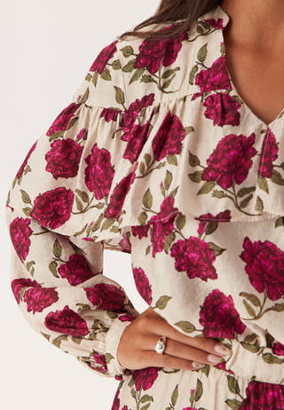 Printed Frill Blouse