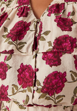 Printed Frill Blouse