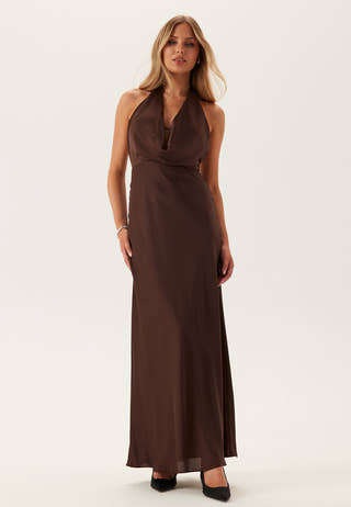 Becca Cowl Halter Satin Gown
