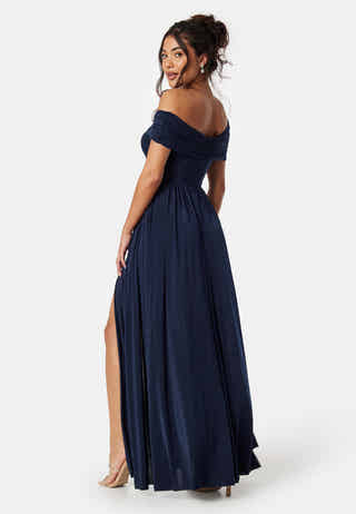 Bardot Rouched Maxi Split Dress