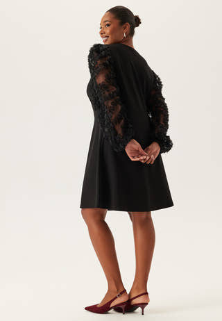 3D Floral Sleeve Short Dress