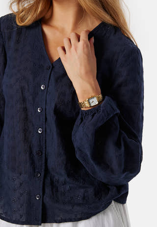 Broderie Anglaise V-Neck Blouse