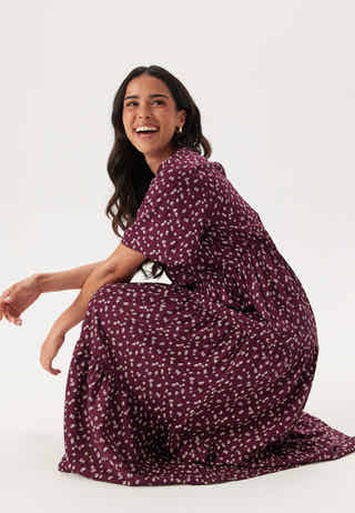 Butterfly Sleeve Viscose Midi Dress