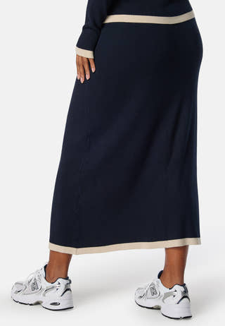 Contrast Knitted Midi Skirt