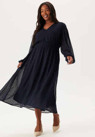 Dobby Dot Smock Midi Dress