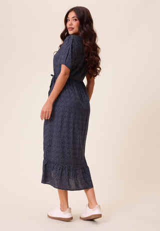 Evie Puff Sleeve Midi Wrap Dress