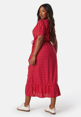 Evie Puff Sleeve Midi Wrap Dress