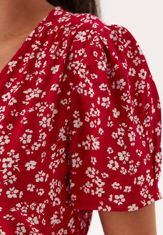 Evie Puff Sleeve Midi Wrap Dress