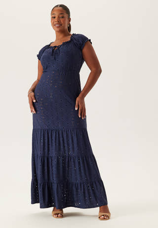 Jersey Broderie Anglaise Maxi Dress