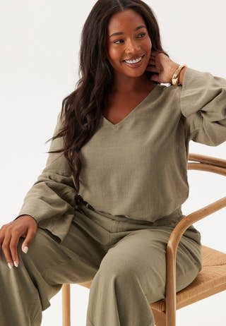 Linen Wide Sleeve Blouse