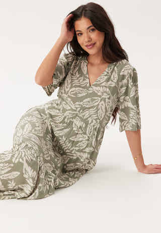 Puff Sleeve Viscose Dress