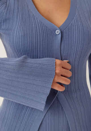 Rib Sculpted Knitted Cardigan