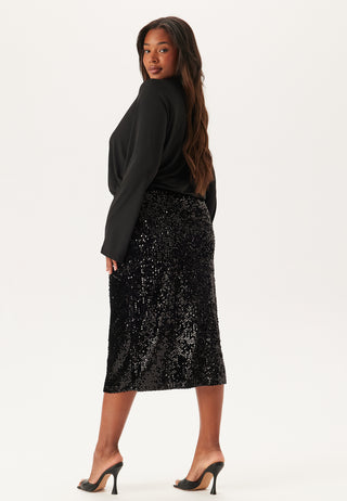 Sequin Trumpet Sleeve Midi Dress
