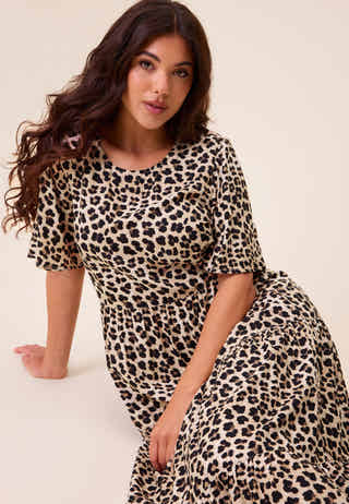 Butterfly Sleeve Viscose Midi Dress