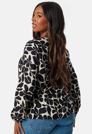 V-neck Peplum Viscose Blouse