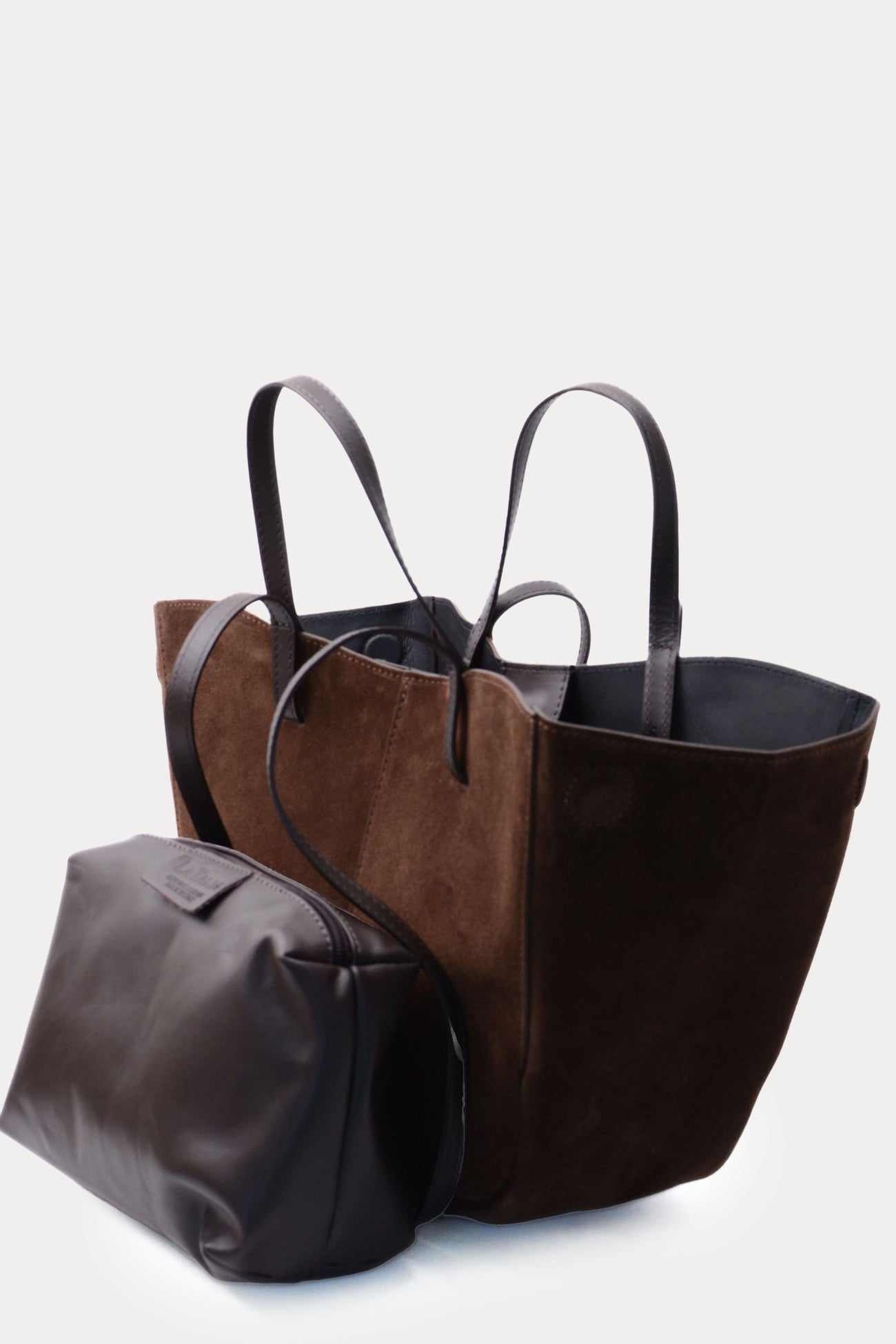 Latalia - Latalia - Nola XL Suede Handbag Sc523 Dark Brown